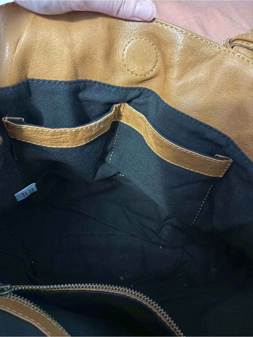 Wanderers Travel Co Tan Leather Shoulder Tote with Front Belt Detail - Picture 3 of 8